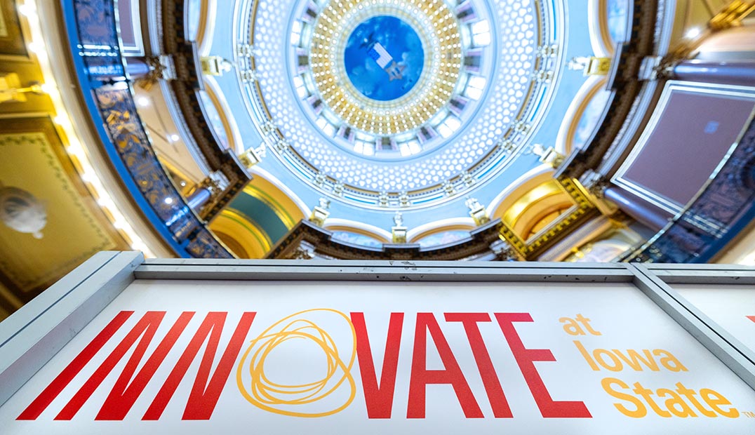 Innovate at Iowa State signage at the Iowa Capitol rotunda.