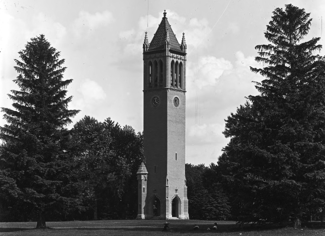 Black and white photo of Campanile