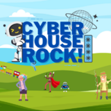 Cyber House Rock logo featuring a robot, Captain Cyber.